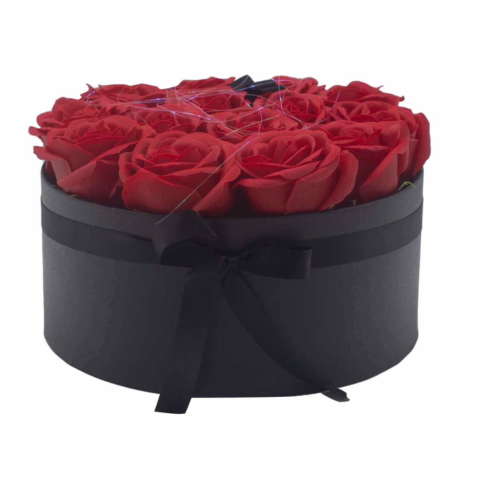 Caja de Regalo - Flor de Jabón  14 Rosas rojo - redonda
