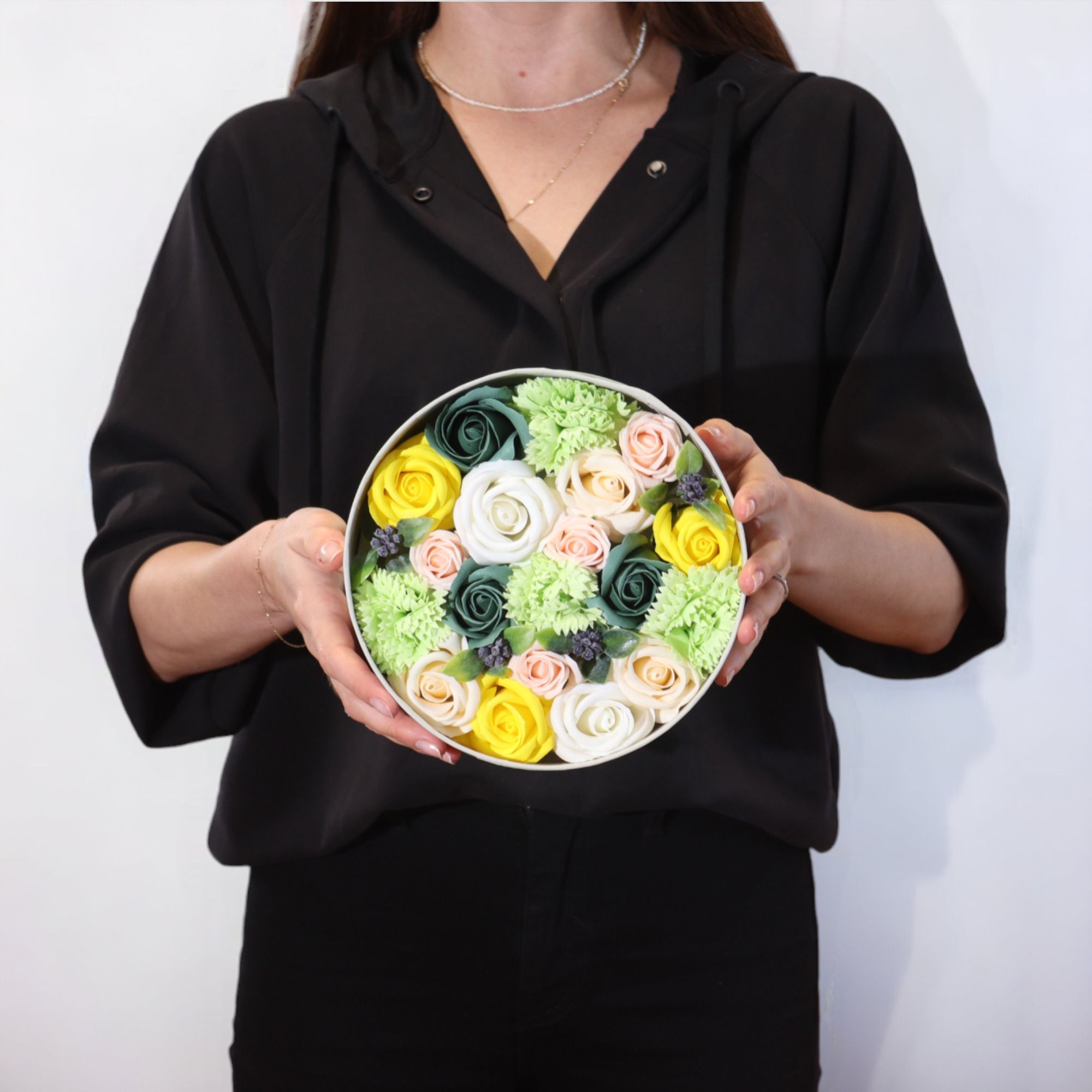 Caja Redonda - Celibraciones de Primavera - Amarillo y Verdes