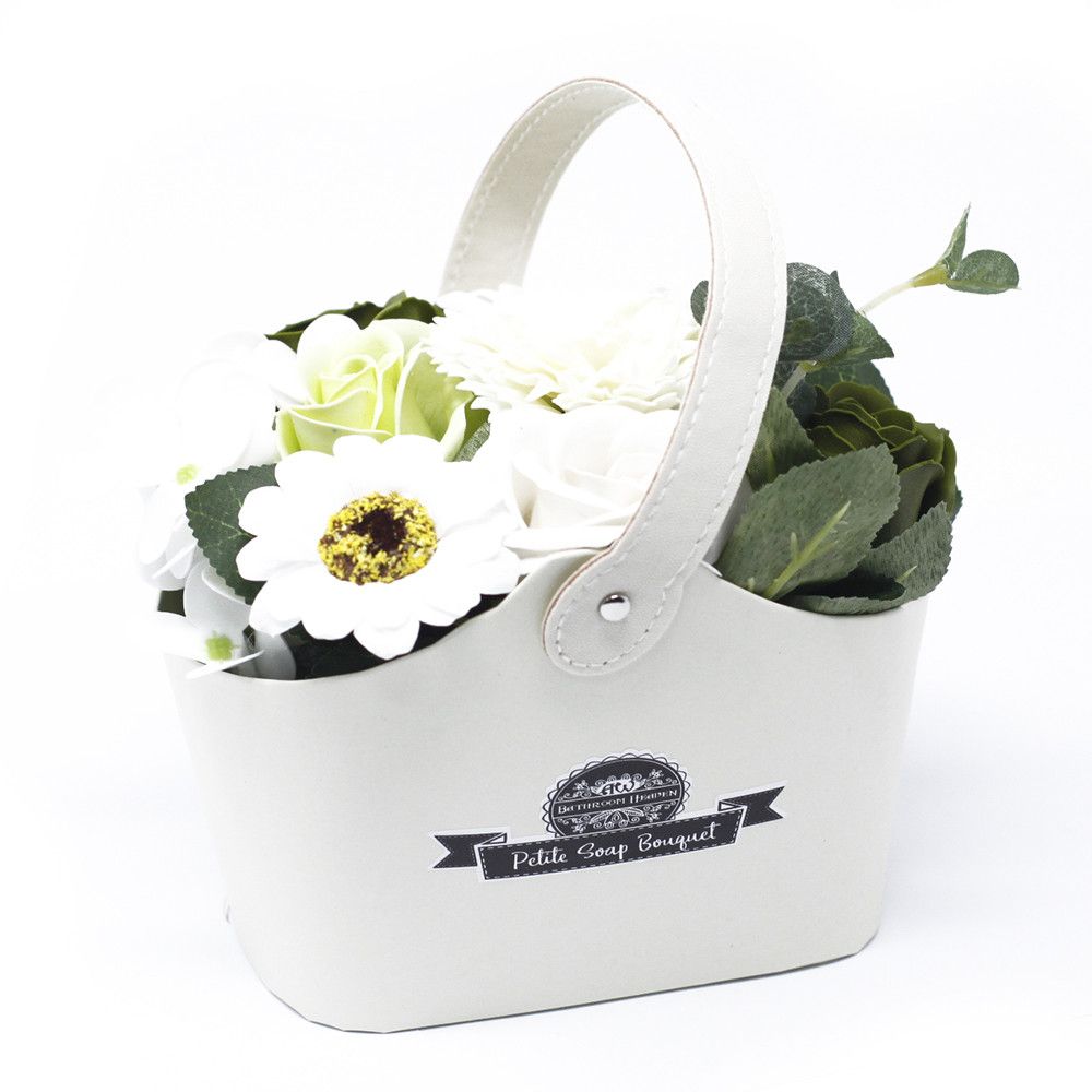 Cesta pequeña tipo bouquet – verde pastel