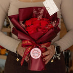 Ramo grande de rosas rojas - El amor es eterno -  Tarjeta de regalo