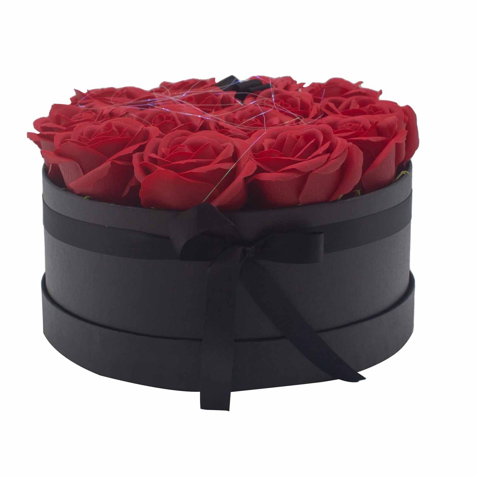 Caja de Regalo - Flor de Jabón  14 Rosas rojo - redonda
