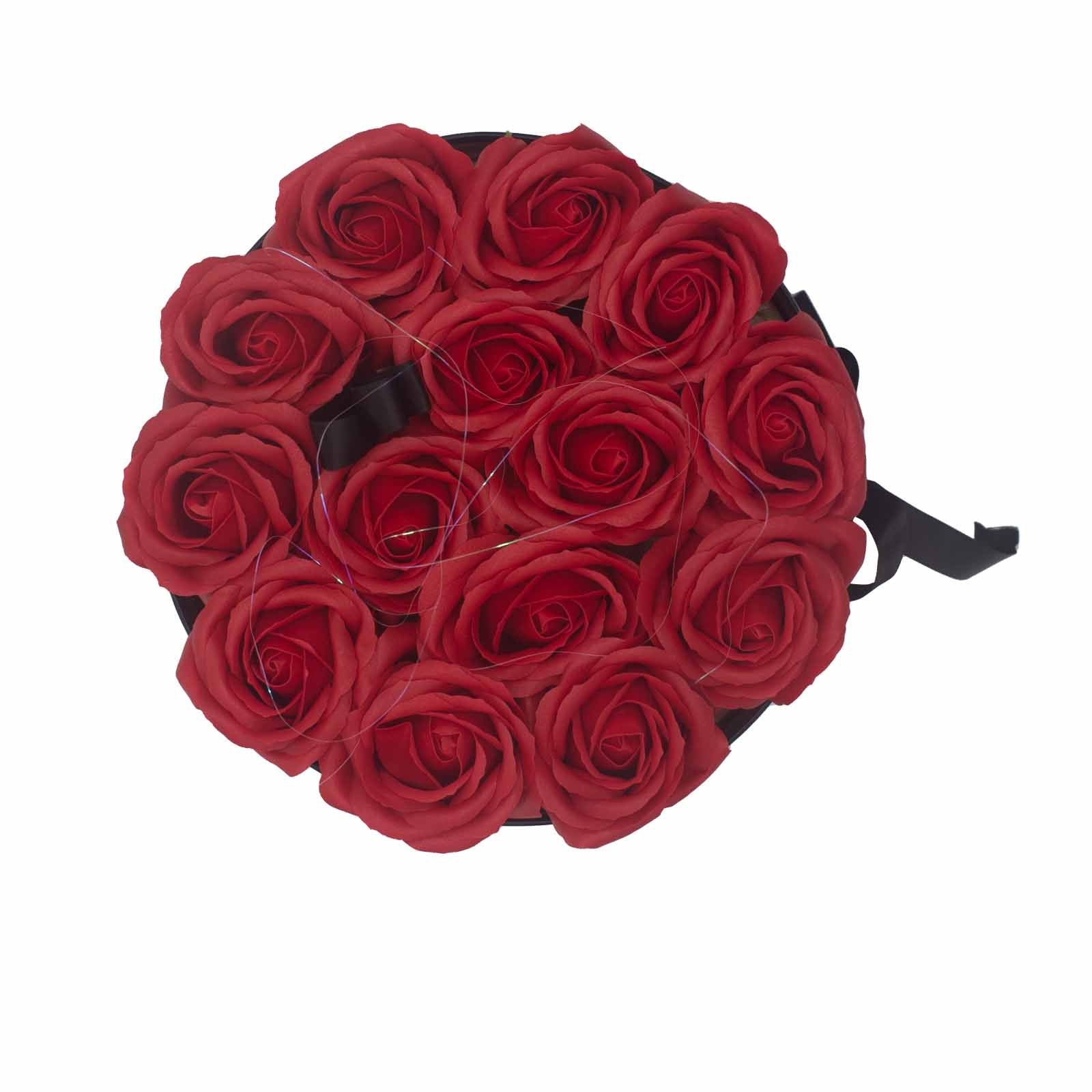 Caja de Regalo - Flor de Jabón  14 Rosas rojo - redonda